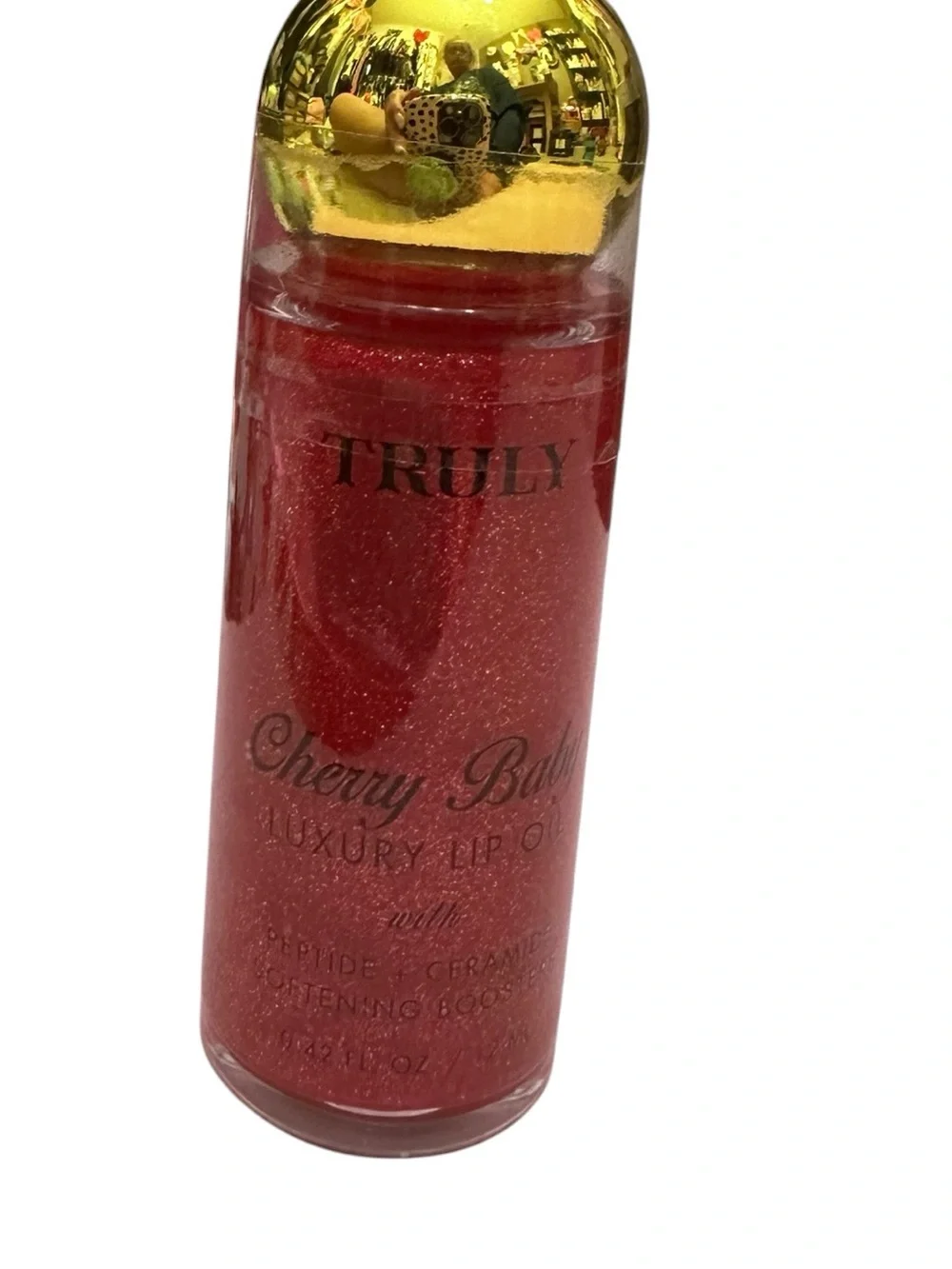 TRULY Cherry Bomb Lip Oil with Gold Cap - Shimmery Red
